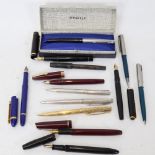 Various Vintage pens and propelling pencils, including silver Yard-O-Led, Parker, Sheaffer etc (