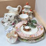 A miniature Royal Crown Derby cup and saucer, Victorian jugs, decorative plates etc