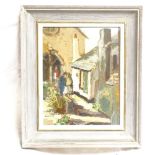 Eric Ward, oil on board, St Ives, painted frame, frame size 34cm x 29cm