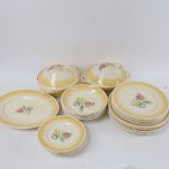 Art Deco Susie Cooper dinner service for 6 people, including 2 vegetable tureens and meat plate,