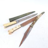 2 Middle Eastern bone-handled daggers, and another similar flip knife (3)