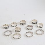 11 modern Danish silver band rings, makers include Poul Christensen