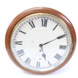 A Vintage oak-cased circular dial fusee wall clock, dial diameter 29cm