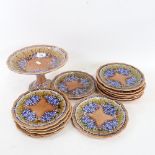 An early Villeroy & Boch dessert set, including pedestal cake stand, 23.5cm across