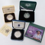 3 cased Royal Mint silver proof commemorative Queen Mother coins (3)