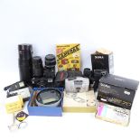 Crossnar binoculars, Sigma camera and accessories, various lenses etc