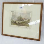 E M Wimperis, watercolour, landscape, signed with monogram 1871, 13cm x 20cm, framed