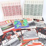 6 sheets of 1956 commemorative Monaco Wedding stamps, and various 1960s Manchester United Review