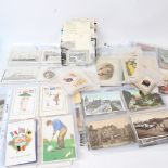 Various Vintage topographical postcards, cigarette silks etc (boxful)