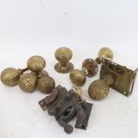 A set of 19th century brass doorknobs and locks (boxful)