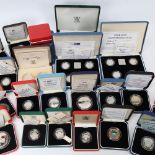 A quantity of various cased silver proof coins, including 1994 - 1997 Piedfort One Pound