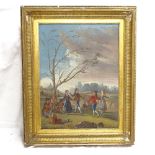 19th century Italian School, oil on canvas, traditional dancers, unsigned, 18" x 13.5", framed