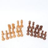 A Staunton pattern chess set, King height 8cm