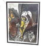 Skye Holland, screen print, abstract, signed in pencil, artist's proof, image 29" x 22", framed