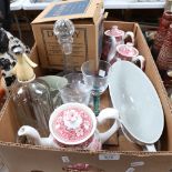 Denby glassware, ship's decanter, Wedgwood table centre etc (boxful)