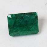 A 205ct unmounted rectangular emerald step-cut emerald, dimensions: 38.00mm x 28.00mm x 23.00mm,