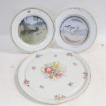 A pair of Rosenthal plates, with deer and birds decoration, 25.5cm, and a German cabaret tray