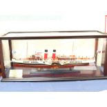 A limited edition model of the paddle steamer P.S. Waverley, in display case, case length 92cm