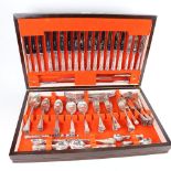 A Webber & Hill King's pattern silver plated canteen of cutlery for 12 people, including fish knives