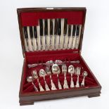 A K Bright King's pattern silver plated part canteen of cutlery for 6 people, in original fitted