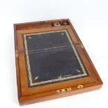 A 19th century brass-bound mahogany travelling folding writing slope, width 35cm