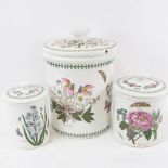 Portmeirion Botanic Garden pattern bread crock, height 37cm, and 2 smaller storage jars