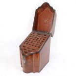A George III crossbanded mahogany knife box, with silver plated mounts and fitted interior, H37cm,