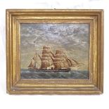 A 19th century oil on board, a steam and sail ship at sea, unsigned, image 18cm x 22cm, framed