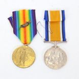 A First World War medal duo to 170355 Gunner J S Porteous, Royal Artillery, including Victory
