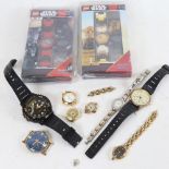 Various watches, including LEGO Star Wars, 14ct gold wristwatch head etc