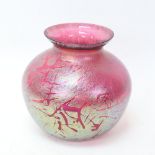 A late 20th century iridescent cranberry glass lustre vase, unsigned, height 17cm
