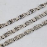2 Danish silver floral panel bracelets, makers include E A C Rose (2)