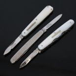 2 mother-of-pearl and stainless steel fruit knives, and a Firth Staybrite penknife (3)
