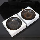 A pair of Troika ceramic dishes, artist's marks of Penny Black, 12cm x 12cm