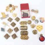 Various military badges, buttons etc