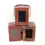 3 leather carriage clock travelling cases