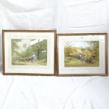 Christopher Jarvis, pair of watercolours, farm scenes, image 27cm x 38cm