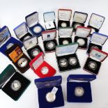 19 commemorative silver proof coins, including Royal Australian Mint, all boxed