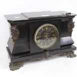 A large 19th century slate-cased architectural 8-day mantel clock, by Murray of Paris, bronze