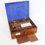 A 19th century G Rowney & Co mahogany artist's paintbox, with some original watercolours, and