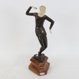After Ferdinand Preiss, Art Deco style bronze and composition sculpture, The Dancer, signed on
