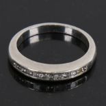 A platinum diamond quarter eternity ring, set with Princess cut diamonds, size N, 5.4g