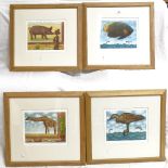 Trevor Price, set of 4 coloured etchings, all signed and numbered in pencil, framed, overall frame