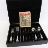 A canteen of Amefa stainless steel King's pattern cutlery, and a set of Robin Hood Aldine Library