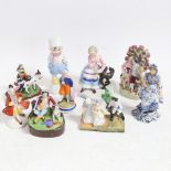 Various miniature porcelain figures and groups, including model Chelsea