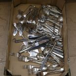 A large collection of mixed silver plated cutlery (boxful)