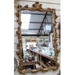 An ornate gilt-framed wall mirror, with trailing floral and foliate design frame, height 93cm