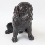 A painted pottery puppy sculpture, 24cm