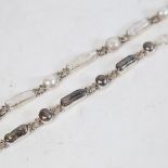 2 Danish silver and Baroque pearl bracelets