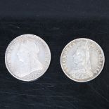 2 Victoria (1837 - 1901) silver coins, comprising 1888 Jubilee head double florin (ESC 397), and